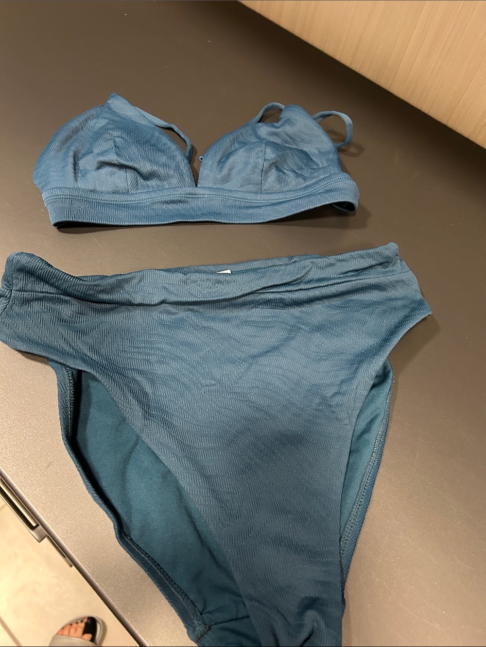 Shade & Shore Teal Blue Ribbed Bikini Set